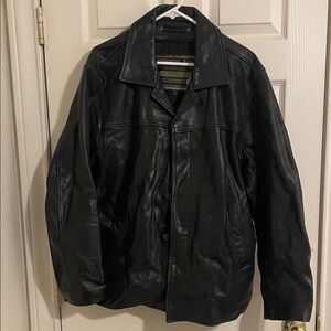Men's Black Leather Military Jacket